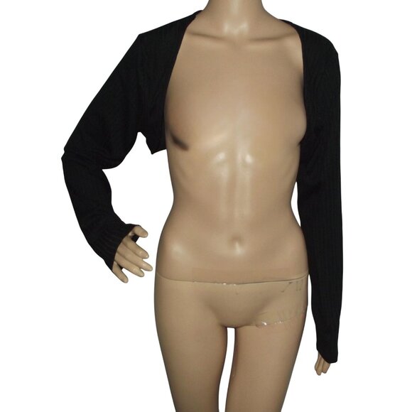 Rue21 Shrug Womens Size XL black ribbed knit Long Sleeve short cardigan Bolero - Picture 1 of 6